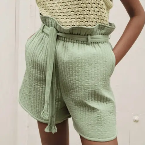 Samsoe Samsoe New Quilted Paperbag Waist Ember Shorts Vineyard Green