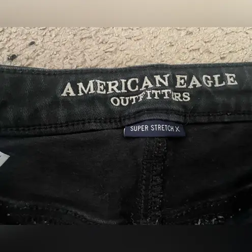 American Eagle  Outfitters Black Super High-Rise Distressed Jegging Skinny Jeans