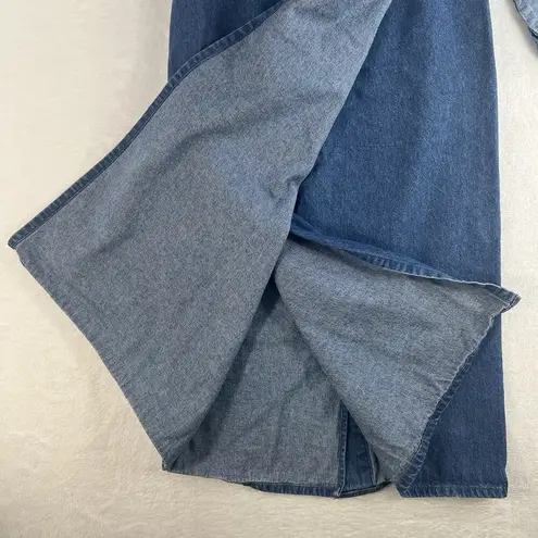 90s Y2K 2000s Size 10 Denim Midi Wrap Skirt Women’s Grunge Streetwear Whimsy USA Blue