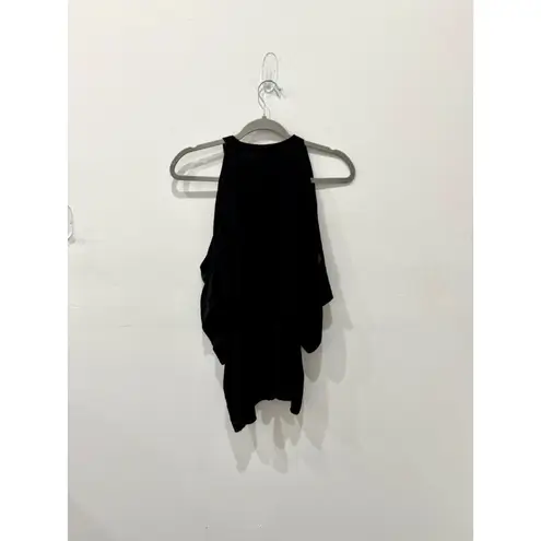 IRO Mya 3/4 Sleeve Cold Shoulder Lace Trim Blouse Top Black Women's Size 38 / 4