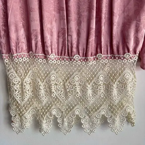 Jessica McClintock Vintage 80s Jessica McClintock Lord & Taylor Pink 100% Silk And Lace Top Size 6
