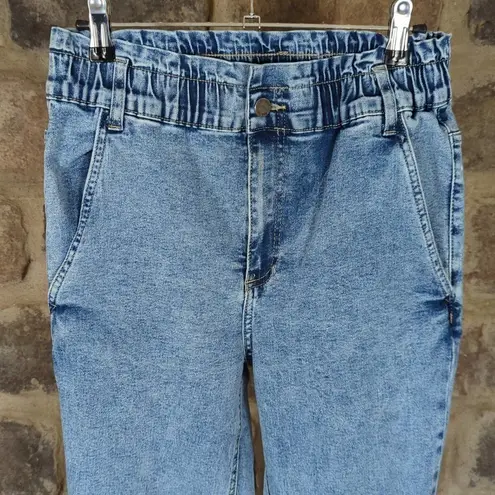 Simple Society Paper Bag Waist Jeans Woman's Size 28 Acid Wash Elastic Waist