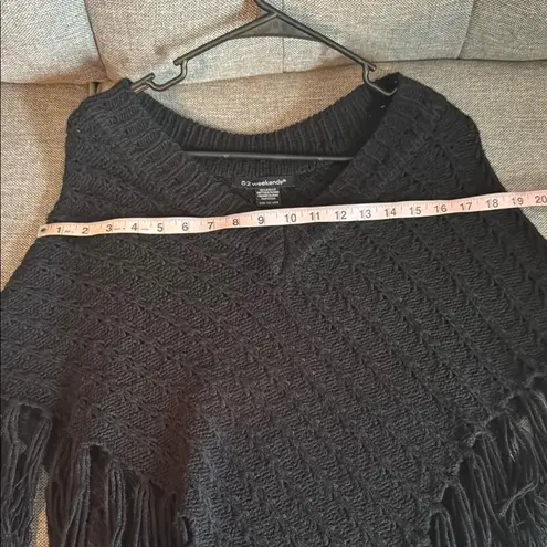 Coldwater Creek 52 Weekends Black Sweater with Fringe by