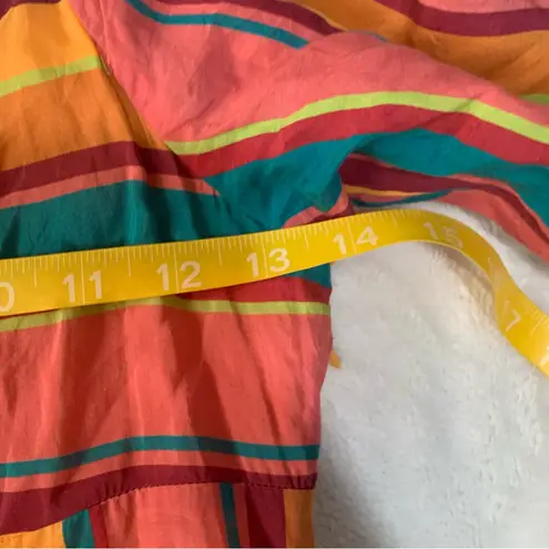 Farm Rio size XS Anthropologie rainbow Colorful Striped Midi Dress square pink