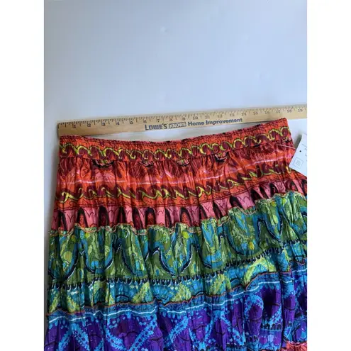 Jane Ashley Midi Skirt Womens 2X Multicolored Floral Boho India Lined Cotton New