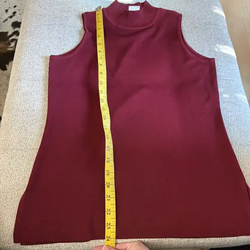 Misook MISSOK Burgundy Sleeveless Mock Neck Knit Size Small