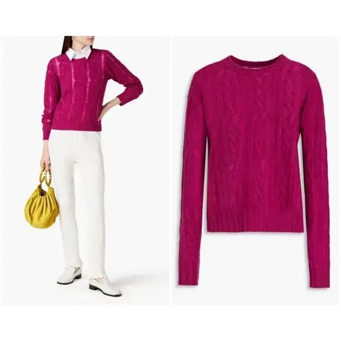 💕NAADAM💕 Cable Knit Cashmere Sweater ~ Berry Large L NWT