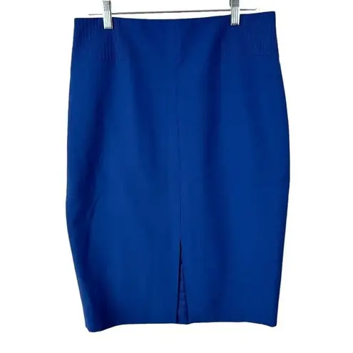 White House | Black Market  Womens 6 Pencil Skirt Blue Solid Zip Stretch Work Chic