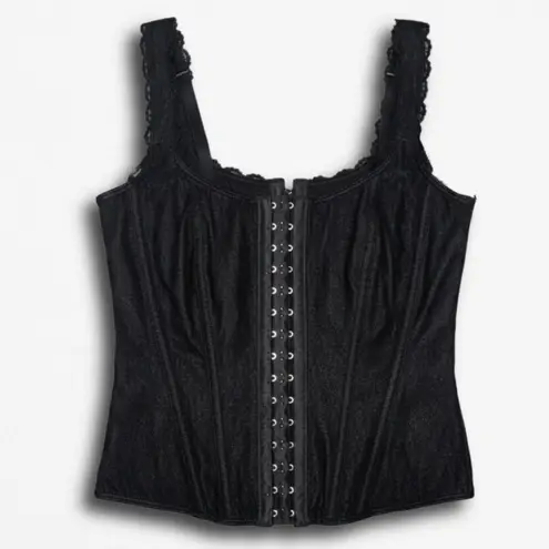 Size Small Rhinestone Tie Black Corset Tank Top