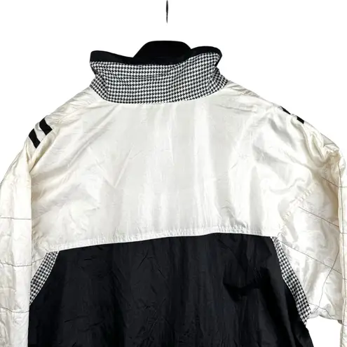 Lavon Vintage Nylon Windbreaker Jacket Womens XL Black White Houndstooth 90s