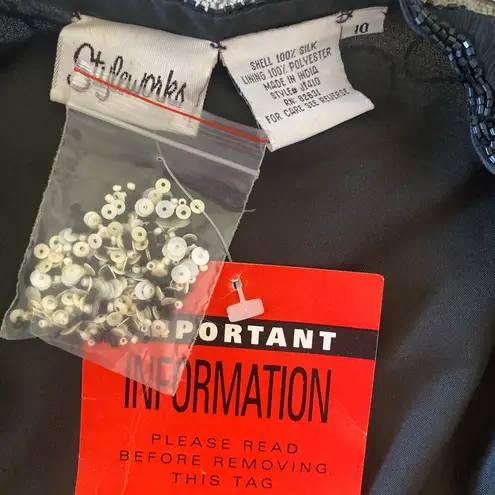 Styleworks Wicked 1990s Beaded Cocktail Dress with Jacket Sz 10 Black