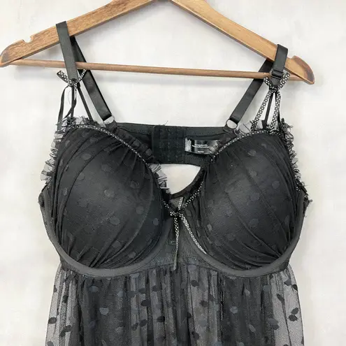 Babydoll Chemise Lingerie Plus Size 2X Sheer Mesh Coquette Whimsigoth Fairy Black