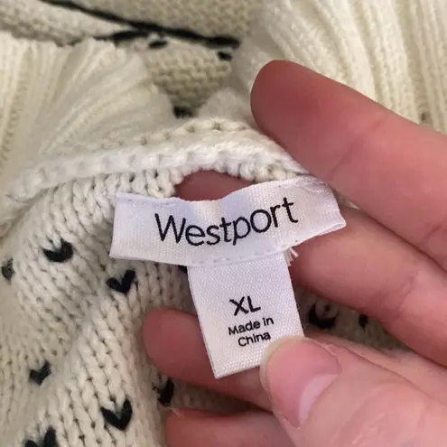 Westport Dressbarn chunky knit v-neck stitch detailed oversized sweater size XL