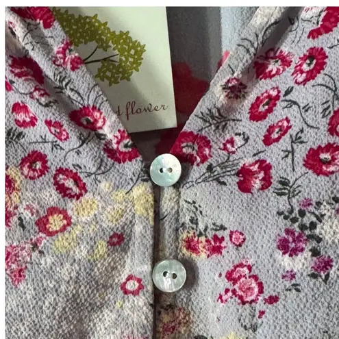 Fig and Flower mulit print L NWT femine whimiscal tie sleeve boho chic Blue Size L