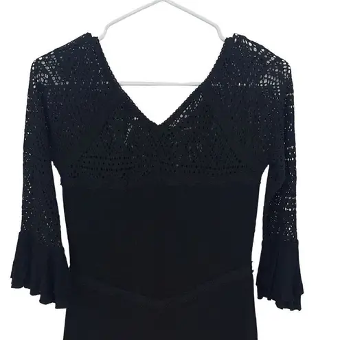 Free People  Womens Polyblend City Girl Bodycon‎ Crochet Dress Black Size S/P