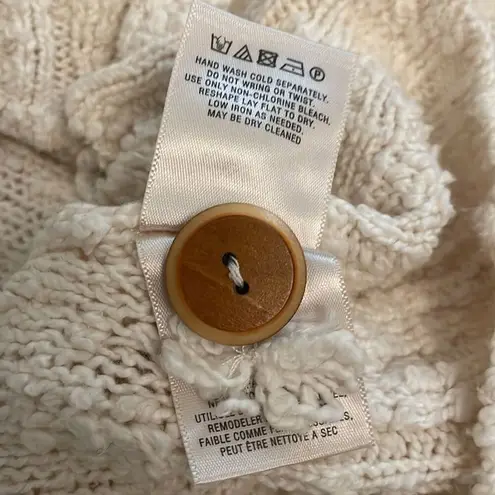 Moth Anthropologie Cream Sweater Womens Small Nubby Boucle Cable Knit Cowl Neck