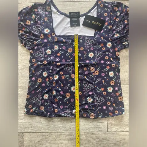 Her Universe Harry Potter Deathly Hallows Floral Square Neck shirt