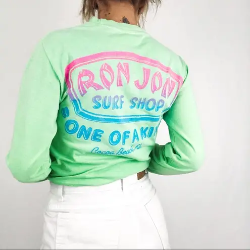 Y2K ✨ Neon RON JON Surf Shop Long Sleeve Tee Green