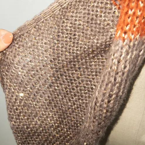 infinity New Unbranded Color Block Orange Tan Blue Sequin Scarf