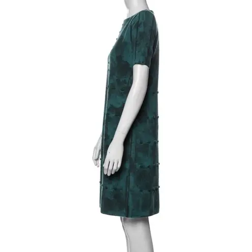 Bottega Veneta NWOT teal short-sleeved patterned wool dress.
