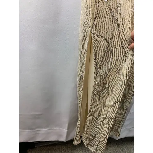 Women’s Fore Sequin Champagne Long Dress Size M Size M