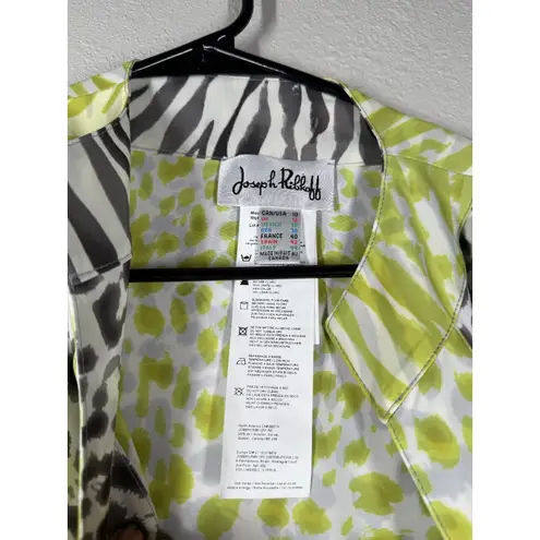 Joseph Ribkoff Womens Asymmetrical Animal Print Top Sz 10 Lagenlook Artsy Neon