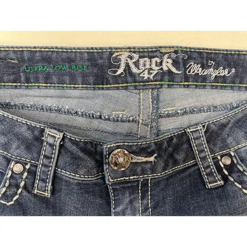 Rock 47 By Wrangler Women's Blue Jeans Flared Ultra Low rise Size 30x30 SKU 5402