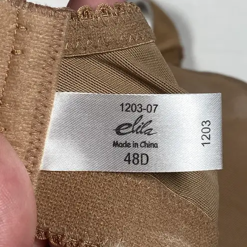 Elila Full Coverage Bra Women's Size 48D Mocha Leopard Lace Softcup Wireless Brown