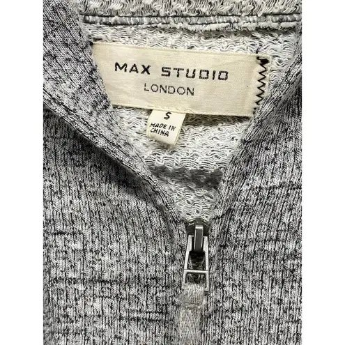 Max Studio  London Womens Heathered Grey Hoodie full zip Sweatshirt Sz Small