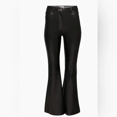 Wilfred Aritzia The Melina Flare Vegan Leather High-Rise Pants in Black Size 2