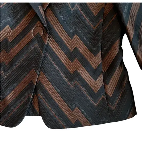 Akris Punto Cropped Zig Zag Chevron Blazer Jacket Size 10 Evening Office Wear