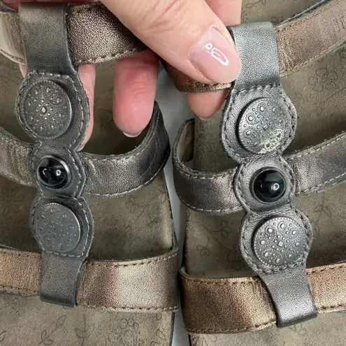 Taos Footwear Size 8 Prize 4 Walking Sandal Adjustable Straps Metallic Leather Brown