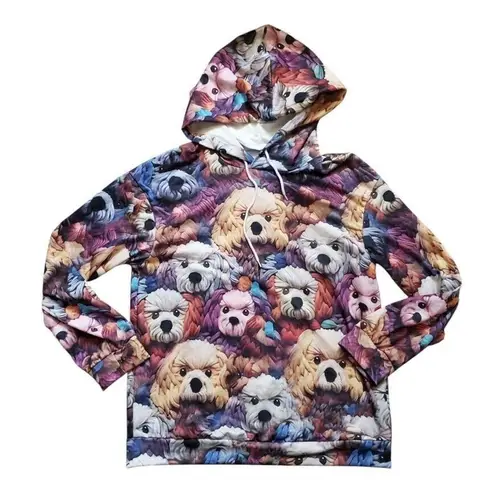 Dog Hoodie Women Medium All Over Print 3D Sweatshirt Long Sleeve Poodle Bichon Size undefined