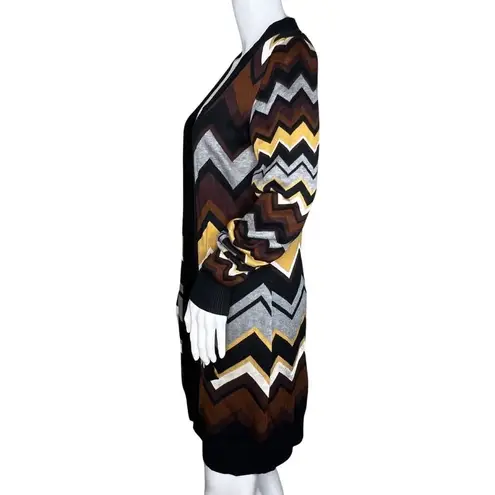 Missoni Sweater Womens Small Black Brown Chevron Longline Cardigan Target Casual