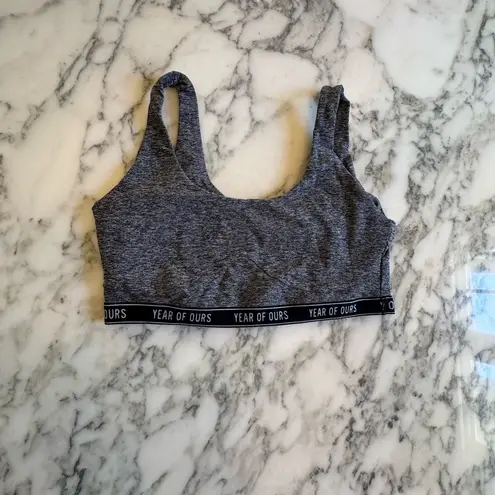 EUC Year of Ours Heather Grey Stretch Logo Bralette Sz L Sports Bra Sold Out Gray Size L