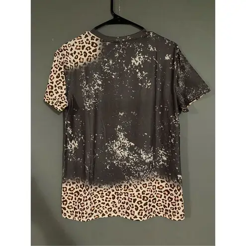 Boutique  Gray Leopard Western Short Sleeve Shirt Size Small NWOT