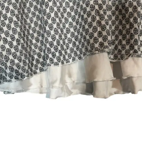 WAYF Black & White Floral Lightweight Layered Lined Mini Skirt Women Sz L