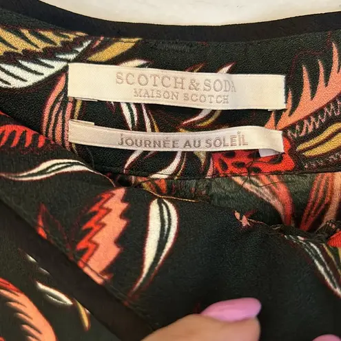 Scotch & Soda Black Floral Crepe Pants