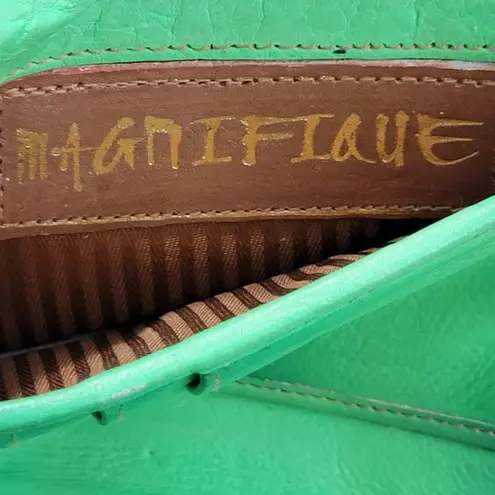 Magnifique Wallet Leather Trifold Wallet Butterfly Floral Hand Painted Wallet Green