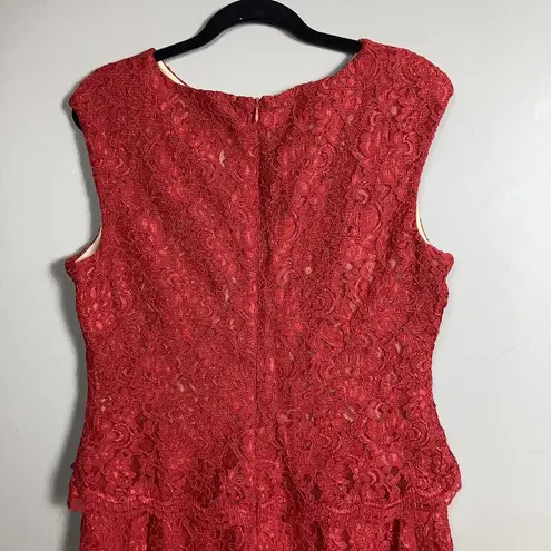 Ralph Lauren Lauren  evening gown dress red lace all over long size 16 Tall