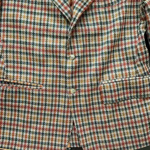 Vintage Fall Tan Checkered Blazer Brown Size L
