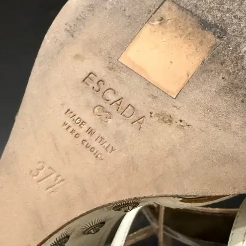 ESCADA Ivory White Leather Crystal Studded T