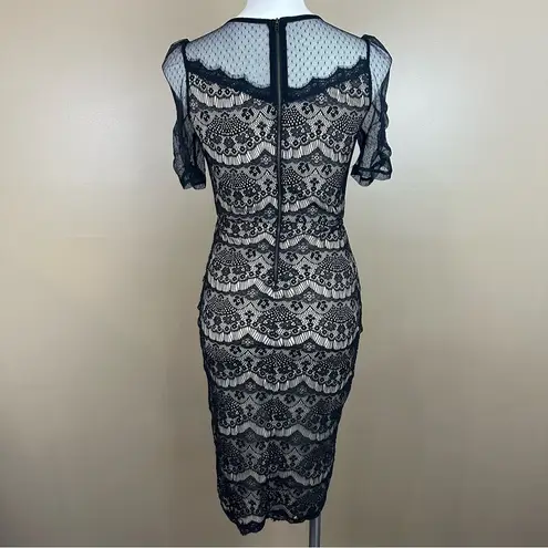 Fire Los Angeles Black Stretchy Lace Bodycon Sheath Dress XS