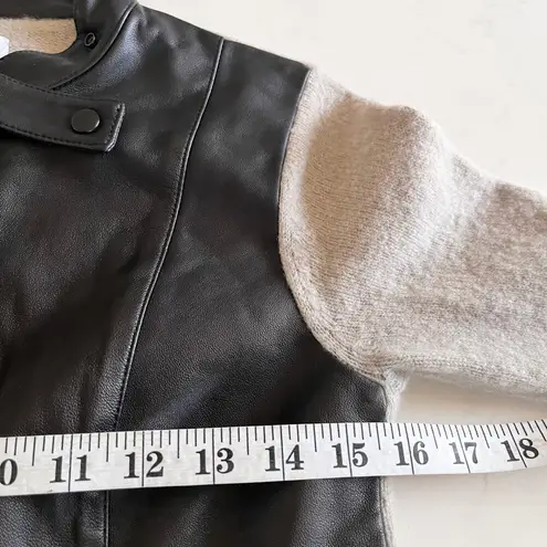 Robert Rodriguez Black Leather Beige Knit Mixed Media Motorcycle Jacket Size S