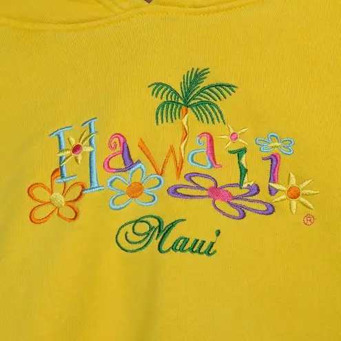 Hawaii Maui Embroidered Yellow Cropped Hoodie Size XL