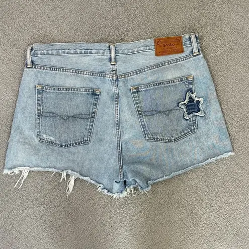 Polo Ralph Lauren Distressed Star Patch Crosby Denim Shorts Blue Size 32 Blue