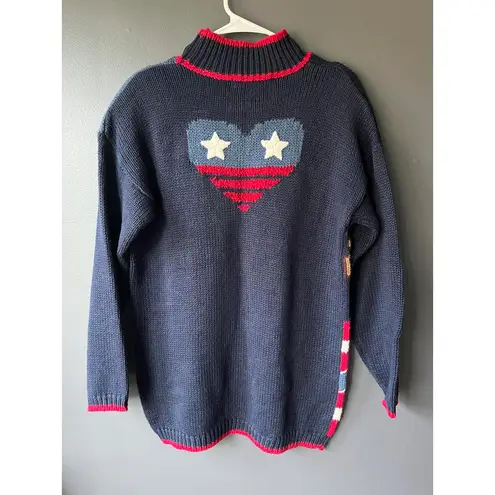 Marsh Landing Vintage Knit Sweater with Teddy Bear and Flag Design