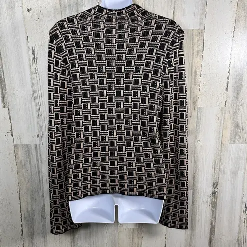 FATE Sweater L | Black Ivory Geometric | Mock Neck | 100% Viscose | MSRP $64 Size L