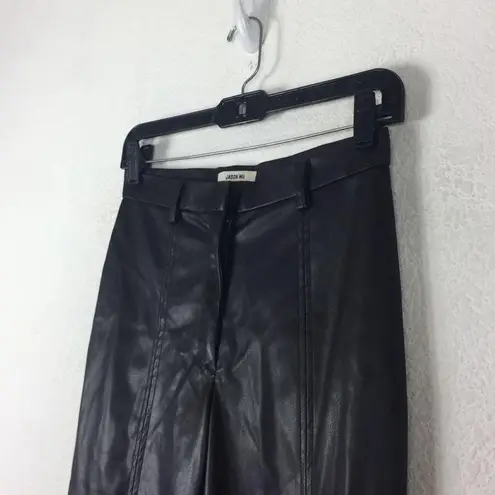 Jason Wu Black Vegan Leather Split Hem Trouser Pants Small