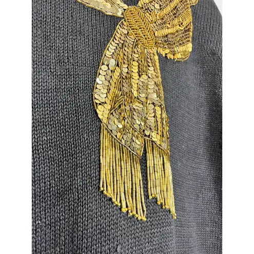 Vintage 80s Gold Sequin Beaded Sweater size Medium